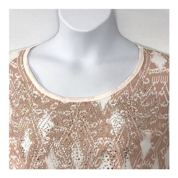 Reba On The Horizon Rhinestone Western Blouse Hi-Low Ruched Sleeves M NWT - Picture 3 of 16